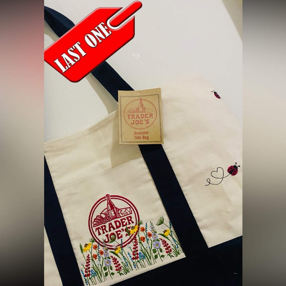 NWT Trader Joe’s canvas tote with embroidery